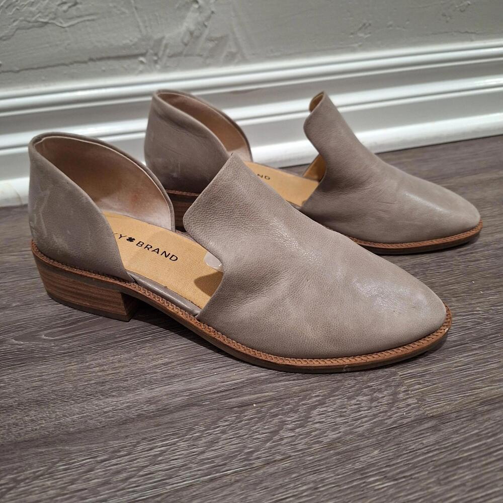 Lucky Brand Gennifa Smoking Flats Women 7.5 Leather Side Cutouts